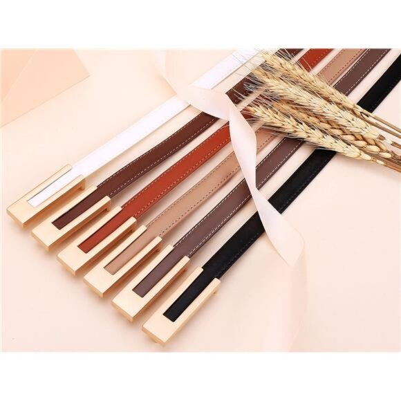 Women’s Leather Belt – Soft Calf Leather with Gold C-Shaped Buckle - Picture 6 of 6